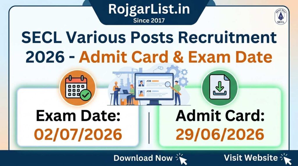 SECL Various Posts Recruitment 2026 Admit Card