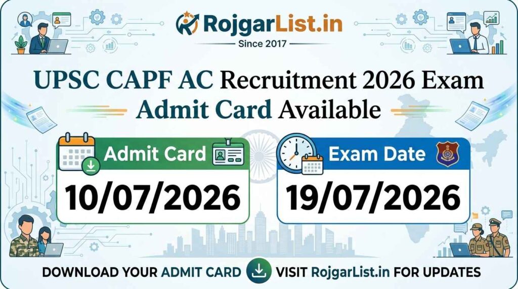 UPSC CAPF AC Recruitment 2026 Exam Admit Card