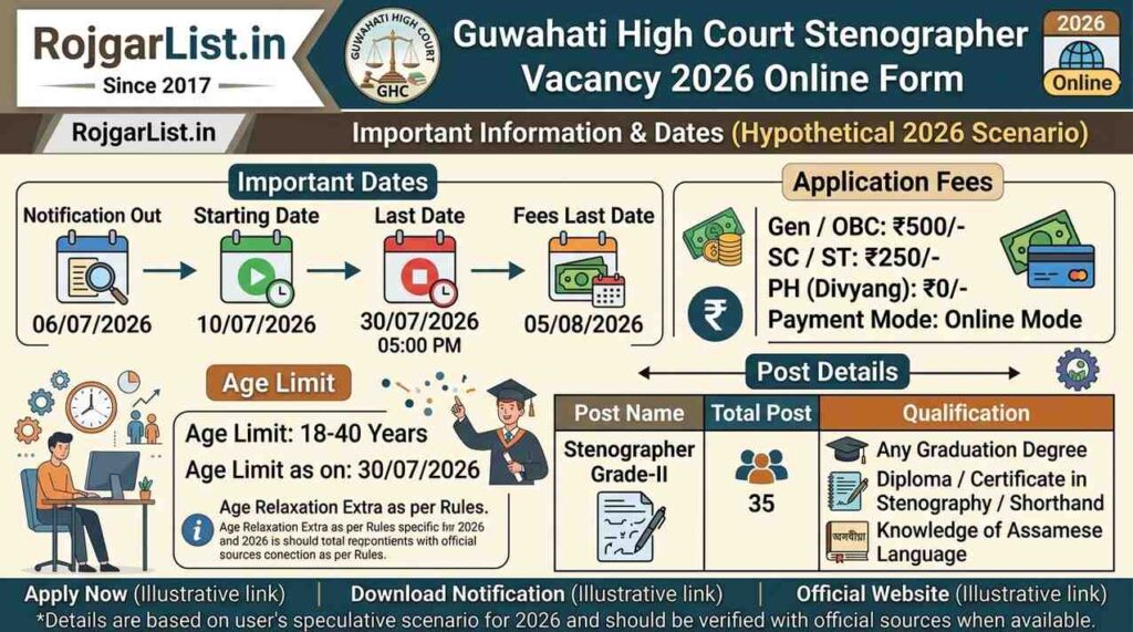 Guwahati High Court Stenographer Vacancy 2026 Online Form
