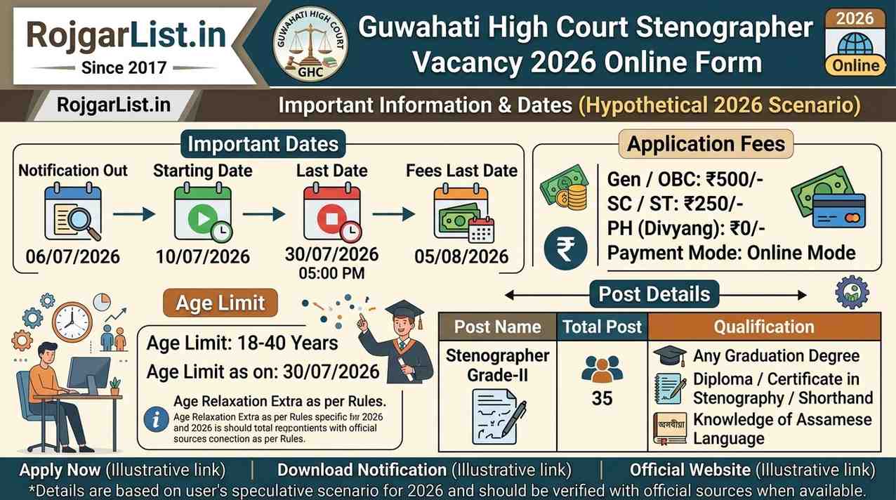 Guwahati High Court Stenographer Vacancy 2026 Online Form