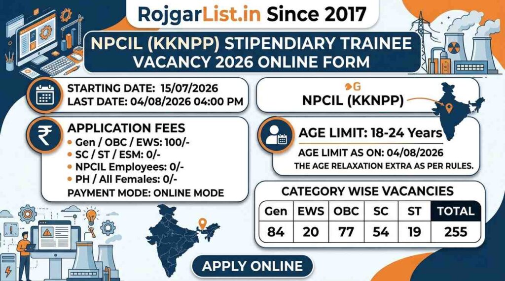 NPCIL (KKNPP) Stipendiary Trainee Vacancy 2026 Online Form