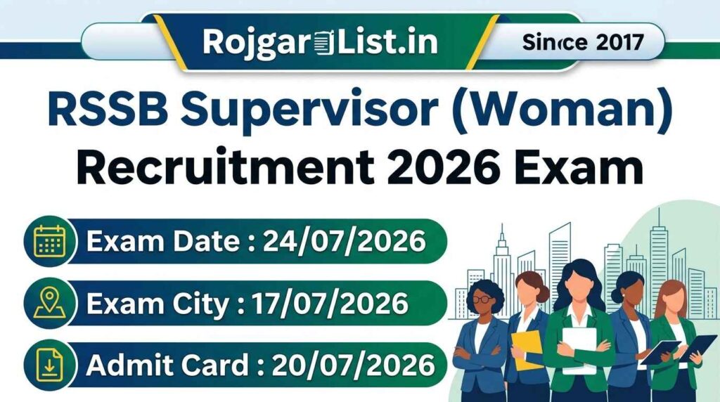 RSSB Supervisor (Woman) Recruitment 2026 Exam Admit Card