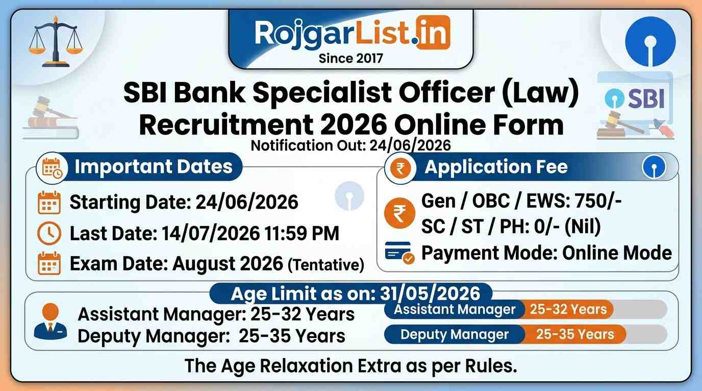 SBI Bank Specialist Officer (Law) Recruitment 2026 Online Form