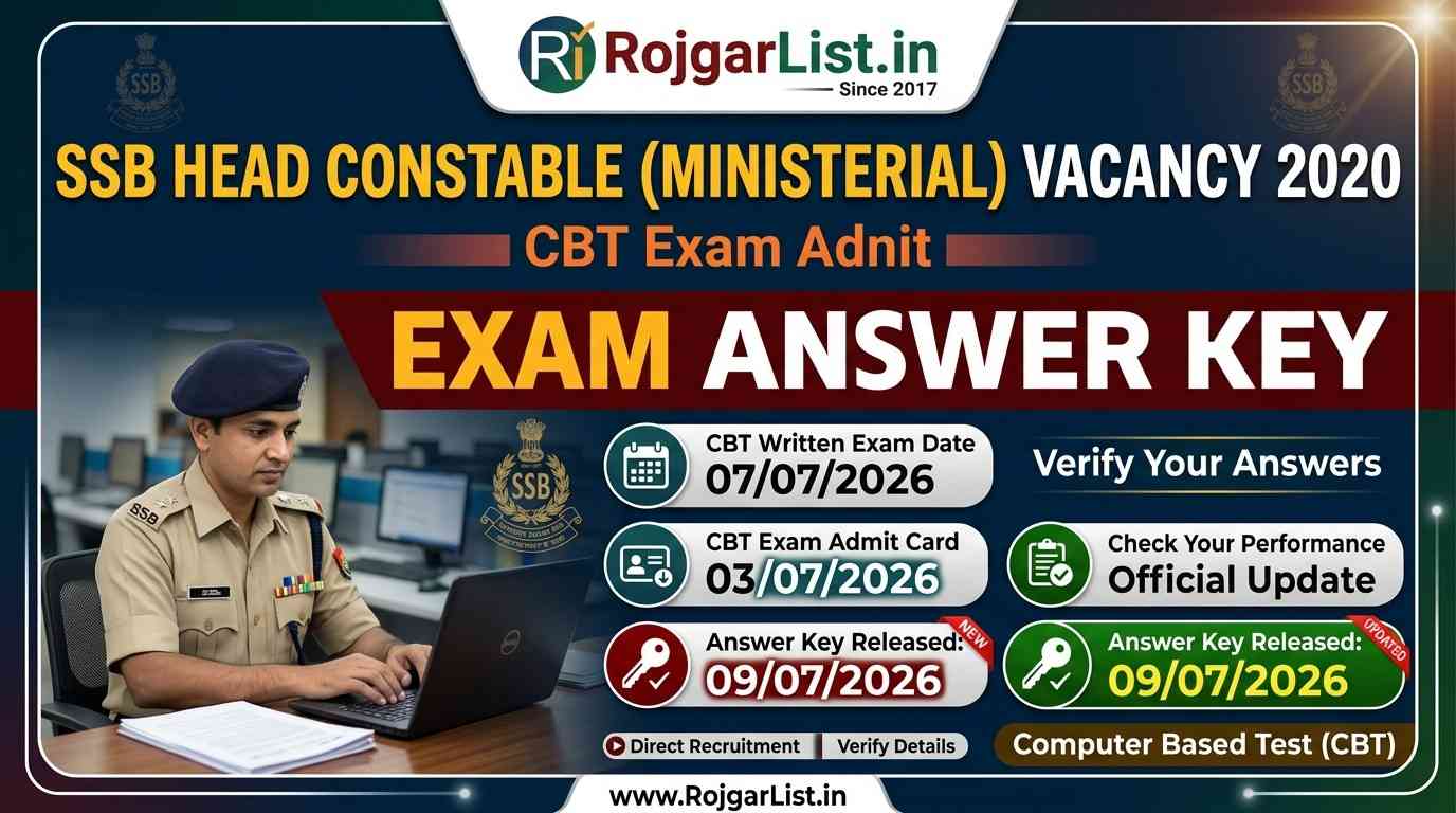 SSB Head Constable (Ministerial) Vacancy 2020 Exam Answer Key